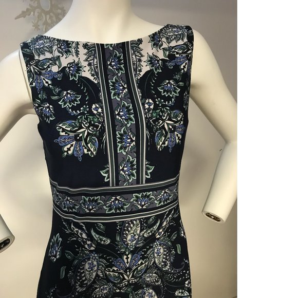 NEW Le Chateau blue Paisley floral ethnic Ukrainian Polish Slavic bodycon dress - Picture 3 of 7